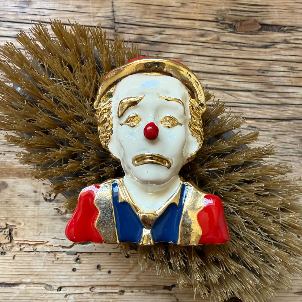 Mi Amore Clown Brooch with Gold Tone Accents